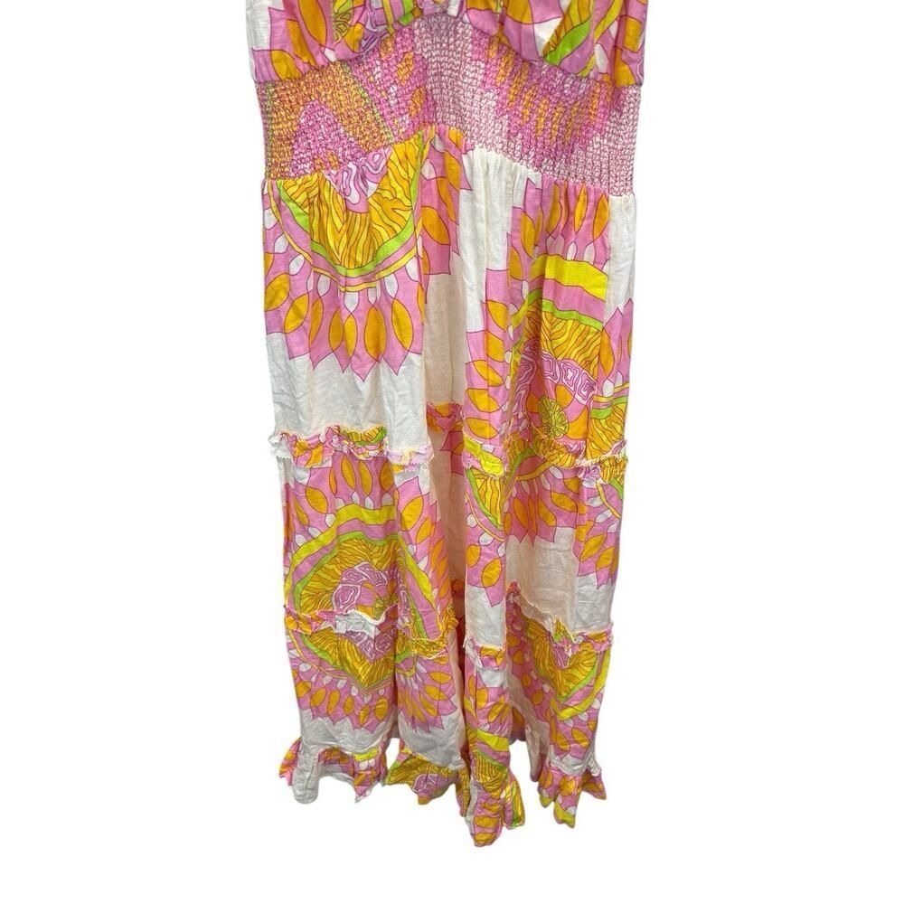 NWT Love the Label Boho Maxi Dress Linen Blend Ruffle Tiered Size L - Picture 11 of 13